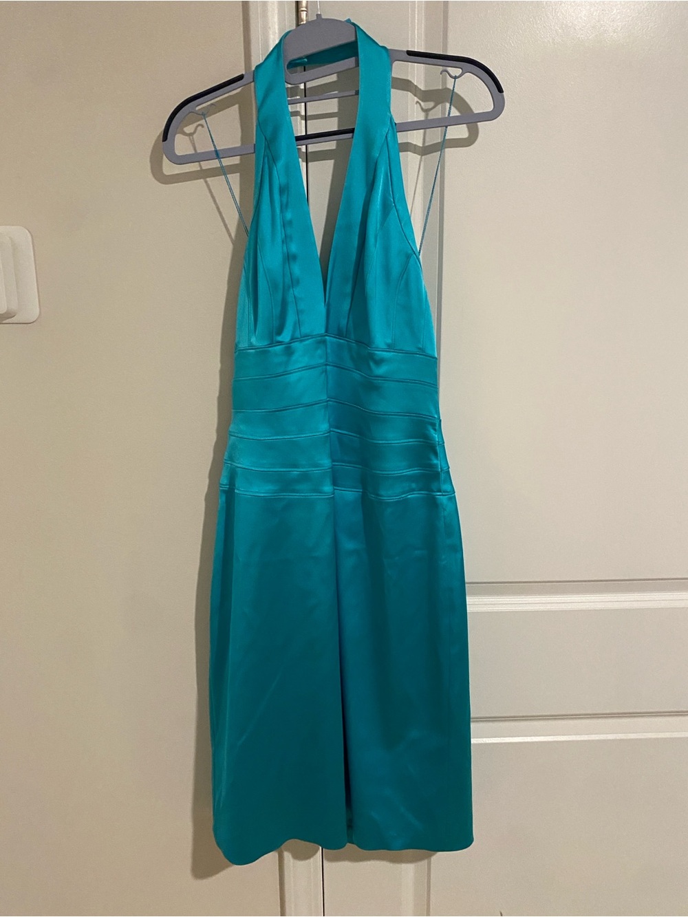 Papell Boutique Teal Halter backless dress